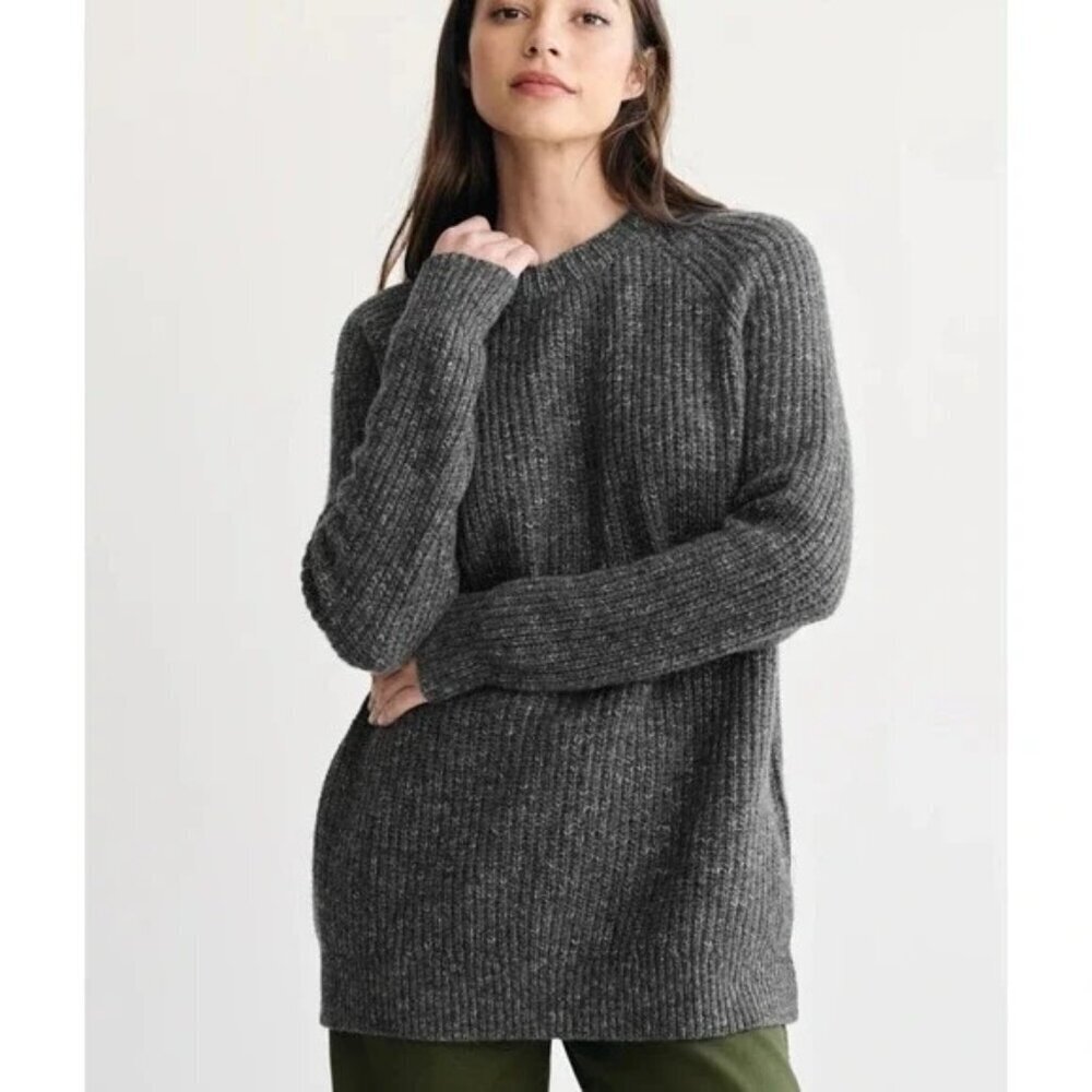 Jenni Kayne Cashmere Oversized Fisherman Sweater  Size Medium  Charcoal Womens